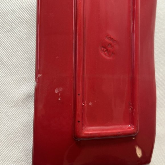 Candy Dish Made in Italy Rectangle Christmas Tree Pattern Red Bright Stars READ - Picture 5 of 10